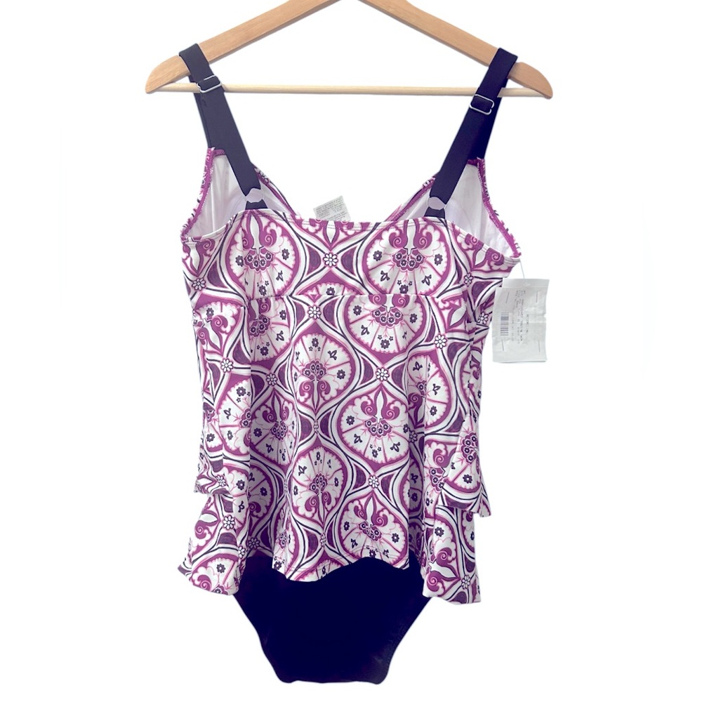 Swim Solutions Reticket Fauxkini One Piece - Picture 5 of 6